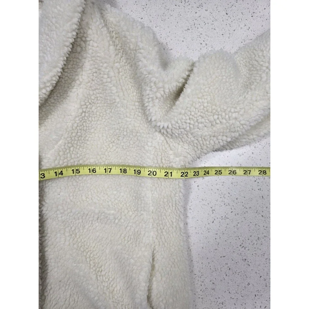 J Crew Teddy Fleece Shawl Collar Coat Jacket Cream Sherpa Lagenlook sz M